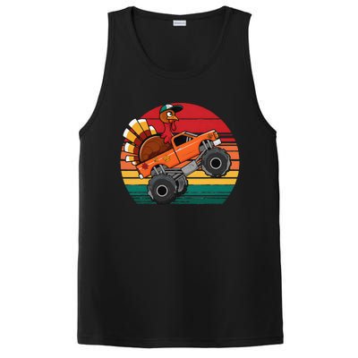 Monster Truck Funny Turkey Sunset Retro Thanksgiving PosiCharge Competitor Tank