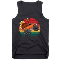 Monster Truck Funny Turkey Sunset Retro Thanksgiving Tank Top