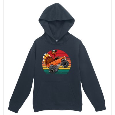 Monster Truck Funny Turkey Sunset Retro Thanksgiving Urban Pullover Hoodie