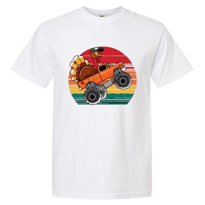 Monster Truck Funny Turkey Sunset Retro Thanksgiving Garment-Dyed Heavyweight T-Shirt