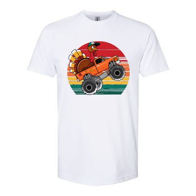 Monster Truck Funny Turkey Sunset Retro Thanksgiving Softstyle CVC T-Shirt