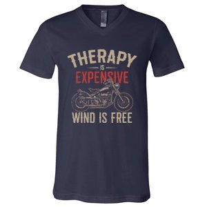 Motorcycle Therapy Funny V-Neck T-Shirt