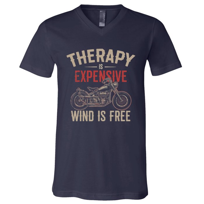 Motorcycle Therapy Funny V-Neck T-Shirt