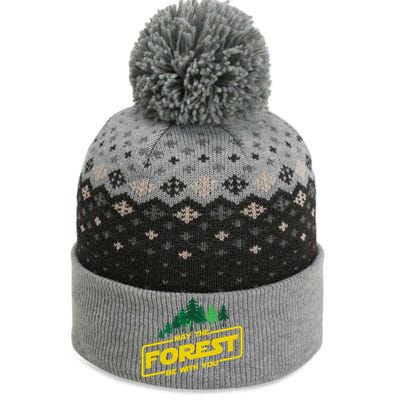 May The Forest Be With You Funny Earth Day Camping Space Pun The Baniff Cuffed Pom Beanie