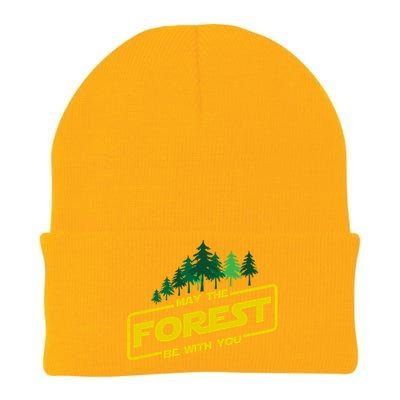 May The Forest Be With You Funny Earth Day Camping Space Pun Knit Cap Winter Beanie