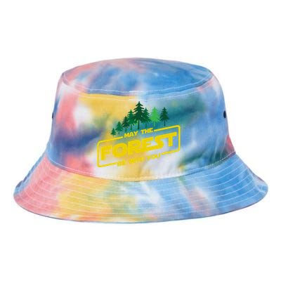 May The Forest Be With You Funny Earth Day Camping Space Pun Tie Dye Newport Bucket Hat