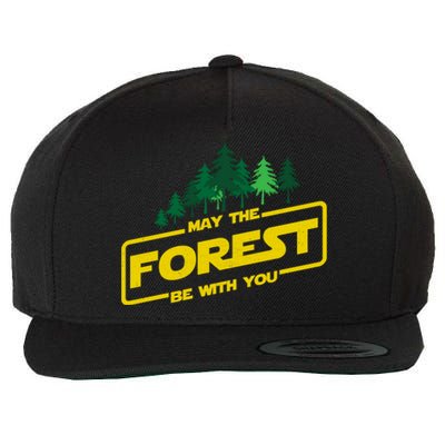 May The Forest Be With You Funny Earth Day Camping Space Pun Wool Snapback Cap