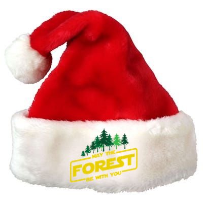 May The Forest Be With You Funny Earth Day Camping Space Pun Premium Christmas Santa Hat