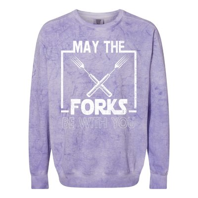 May The Fork Be With You Vintage Bbq Chef, Funny Christmas Gift Colorblast Crewneck Sweatshirt