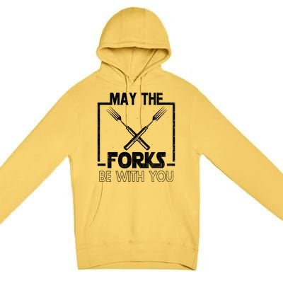 May The Fork Be With You Vintage Bbq Chef, Funny Christmas Gift Premium Pullover Hoodie