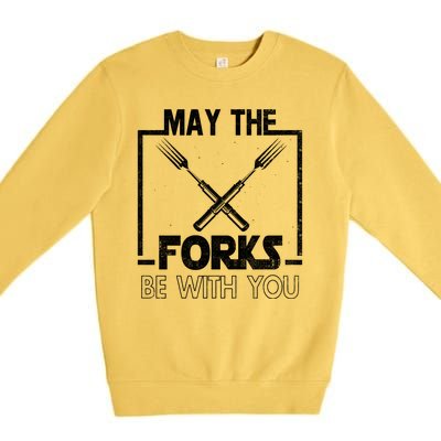 May The Fork Be With You Vintage Bbq Chef, Funny Christmas Gift Premium Crewneck Sweatshirt