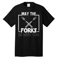 May The Fork Be With You Vintage Bbq Chef, Funny Christmas Gift Tall T-Shirt