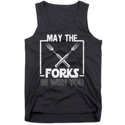 May The Fork Be With You Vintage Bbq Chef, Funny Christmas Gift Tank Top