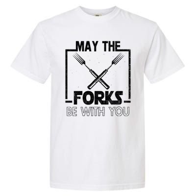 May The Fork Be With You Vintage Bbq Chef, Funny Christmas Gift Garment-Dyed Heavyweight T-Shirt