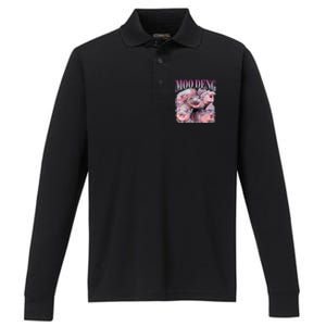 Moodeng The Famous Baby Pigmy Hippo Moodeng Performance Long Sleeve Polo