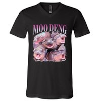 Moodeng The Famous Baby Pigmy Hippo Moodeng V-Neck T-Shirt