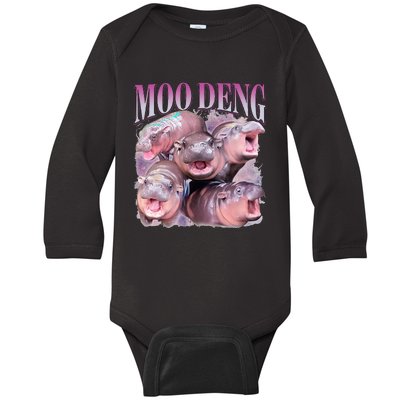 Moodeng The Famous Baby Pigmy Hippo Moodeng Baby Long Sleeve Bodysuit