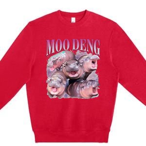 Moodeng The Famous Baby Pigmy Hippo Moodeng Premium Crewneck Sweatshirt