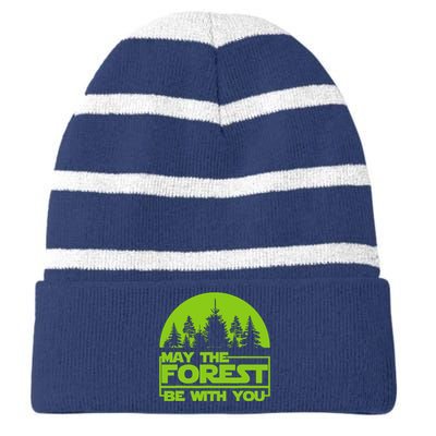 May The Forest Be With You Striped Beanie with Solid Band