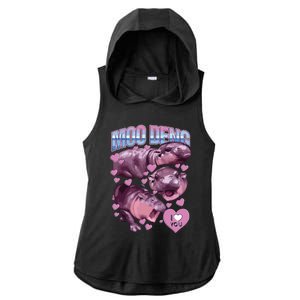 Moodeng The Famous Baby Pigmy Hippo Moodeng Ladies PosiCharge Tri-Blend Wicking Draft Hoodie Tank