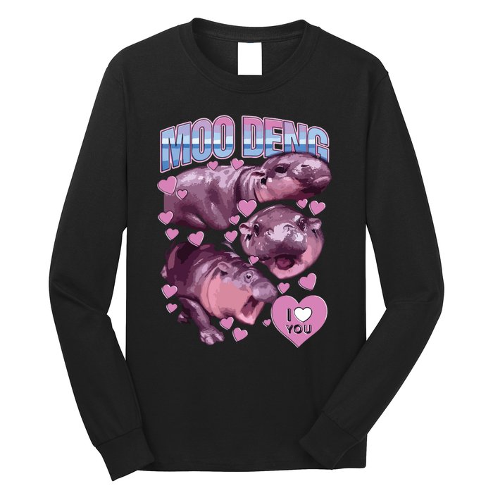 Moodeng The Famous Baby Pigmy Hippo Moodeng Long Sleeve Shirt