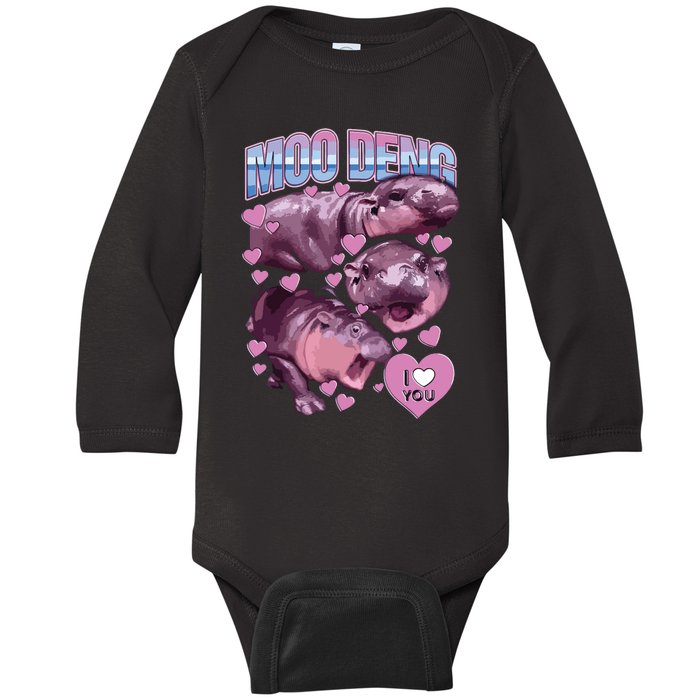 Moodeng The Famous Baby Pigmy Hippo Moodeng Baby Long Sleeve Bodysuit