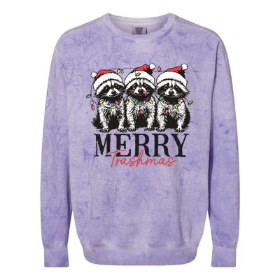 Merry Trashmas Funny Christmas Raccoon Christmas Animal Colorblast Crewneck Sweatshirt