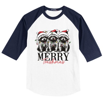 Merry Trashmas Funny Christmas Raccoon Christmas Animal Baseball Sleeve Shirt