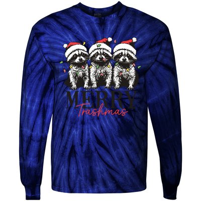 Merry Trashmas Funny Christmas Raccoon Christmas Animal Tie-Dye Long Sleeve Shirt