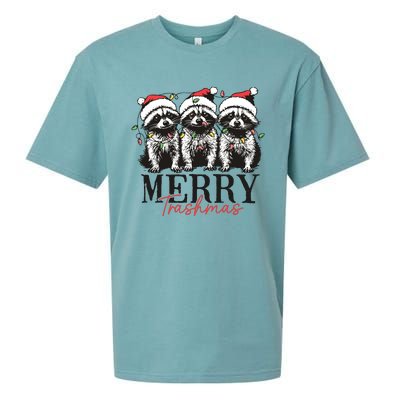 Merry Trashmas Funny Christmas Raccoon Christmas Animal Sueded Cloud Jersey T-Shirt