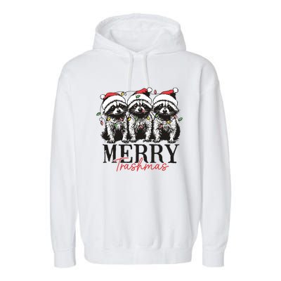 Merry Trashmas Funny Christmas Raccoon Christmas Animal Garment-Dyed Fleece Hoodie