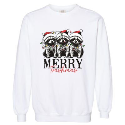 Merry Trashmas Funny Christmas Raccoon Christmas Animal Garment-Dyed Sweatshirt