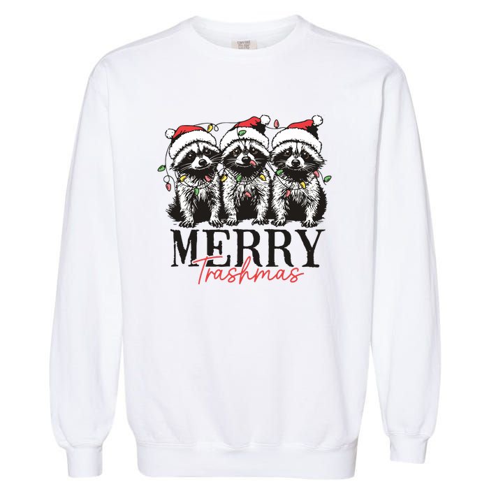 Merry Trashmas Funny Christmas Raccoon Christmas Animal Garment-Dyed Sweatshirt