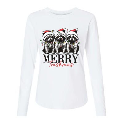 Merry Trashmas Funny Christmas Raccoon Christmas Animal Womens Cotton Relaxed Long Sleeve T-Shirt