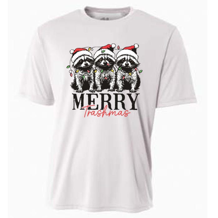 Merry Trashmas Funny Christmas Raccoon Christmas Animal Cooling Performance Crew T-Shirt