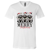 Merry Trashmas Funny Christmas Raccoon Christmas Animal V-Neck T-Shirt