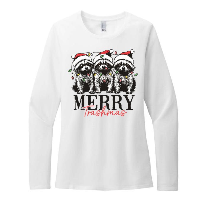 Merry Trashmas Funny Christmas Raccoon Christmas Animal Womens CVC Long Sleeve Shirt