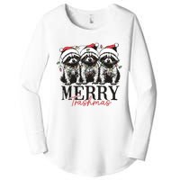 Merry Trashmas Funny Christmas Raccoon Christmas Animal Women's Perfect Tri Tunic Long Sleeve Shirt