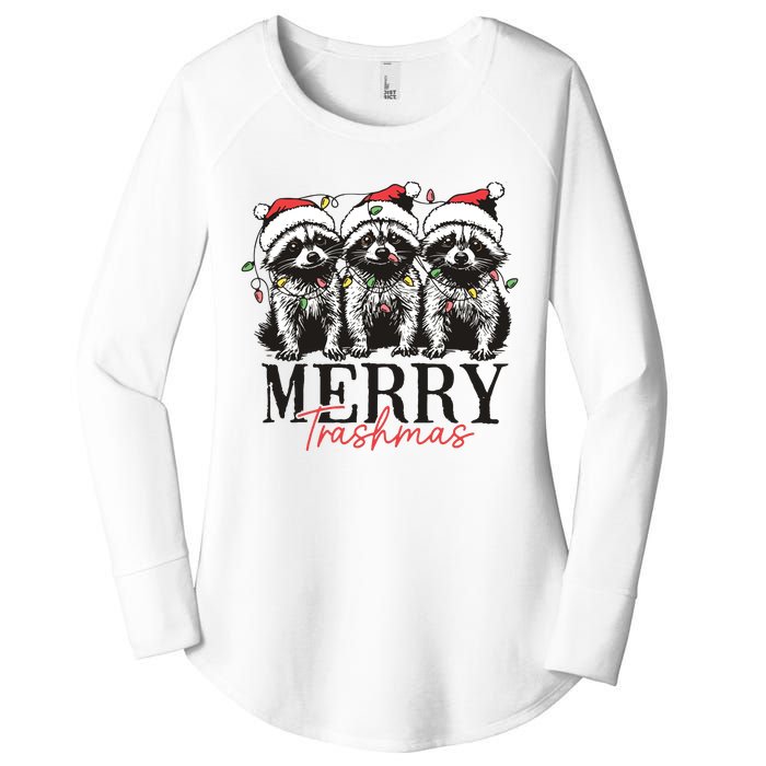 Merry Trashmas Funny Christmas Raccoon Christmas Animal Women's Perfect Tri Tunic Long Sleeve Shirt