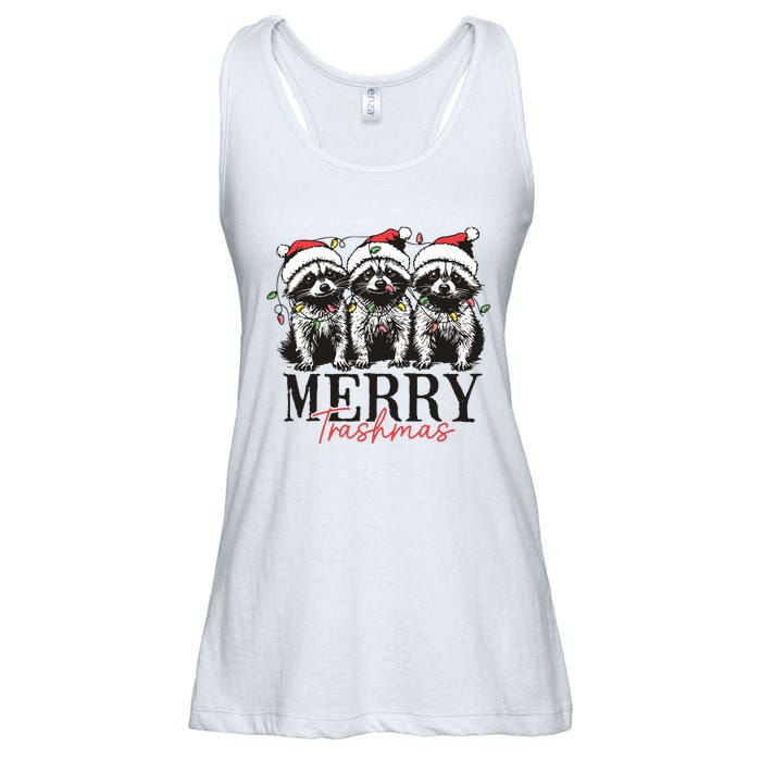 Merry Trashmas Funny Christmas Raccoon Christmas Animal Ladies Essential Flowy Tank