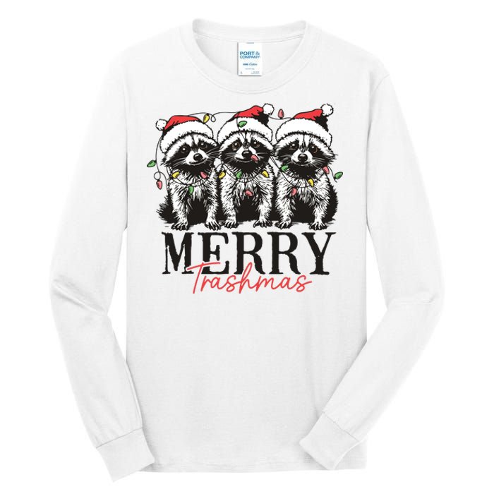 Merry Trashmas Funny Christmas Raccoon Christmas Animal Tall Long Sleeve T-Shirt