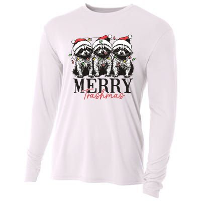 Merry Trashmas Funny Christmas Raccoon Christmas Animal Cooling Performance Long Sleeve Crew