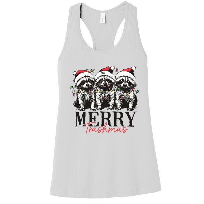 Merry Trashmas Funny Christmas Raccoon Christmas Animal Women's Racerback Tank