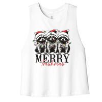 Merry Trashmas Funny Christmas Raccoon Christmas Animal Women's Racerback Cropped Tank