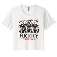 Merry Trashmas Funny Christmas Raccoon Christmas Animal Women's Crop Top Tee