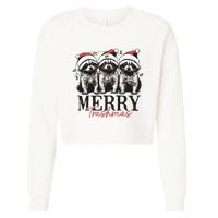 Merry Trashmas Funny Christmas Raccoon Christmas Animal Cropped Pullover Crew