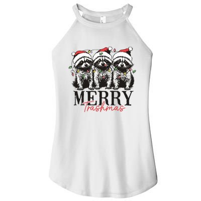 Merry Trashmas Funny Christmas Raccoon Christmas Animal Women's Perfect Tri Rocker Tank