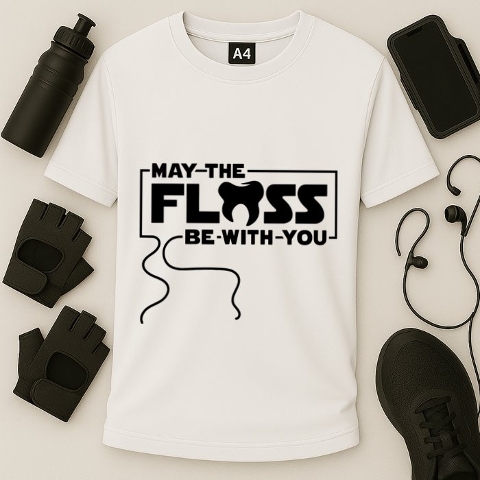 May The Floss Be With You Dentist Dentistry Dental Cooling Performance Crew T-Shirt