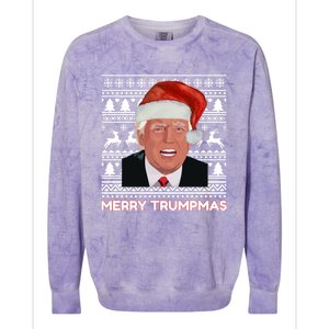 Merry Trumpmas Funny Donald Trump Santa Hat Holiday Xmas Gift Colorblast Crewneck Sweatshirt