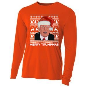 Merry Trumpmas Funny Donald Trump Santa Hat Holiday Xmas Gift Cooling Performance Long Sleeve Crew